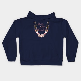 Sweet "Bless your heart" with flowers Kids Hoodie